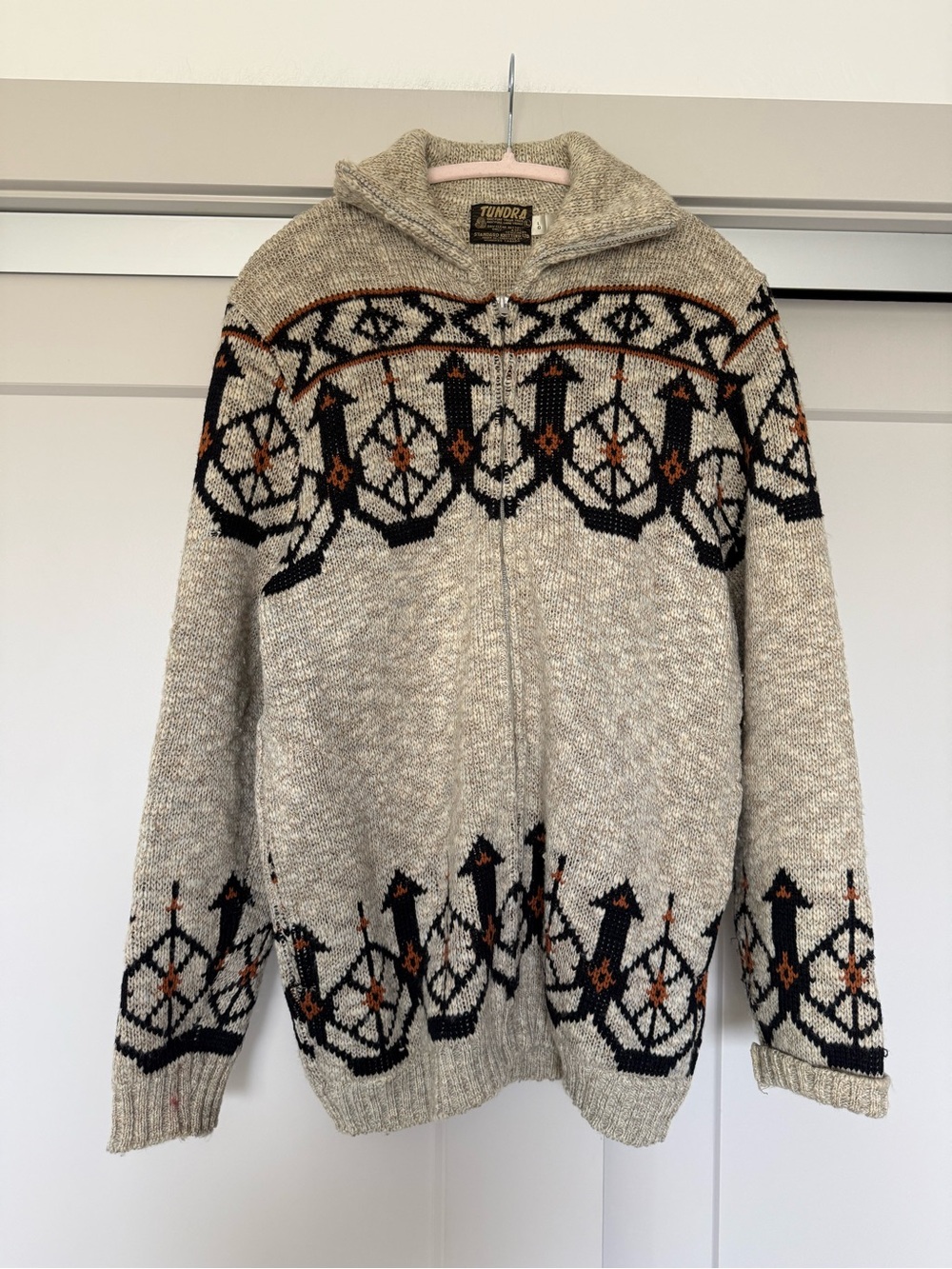 Vintage Tundra Full Zip Wool Sweater 70s